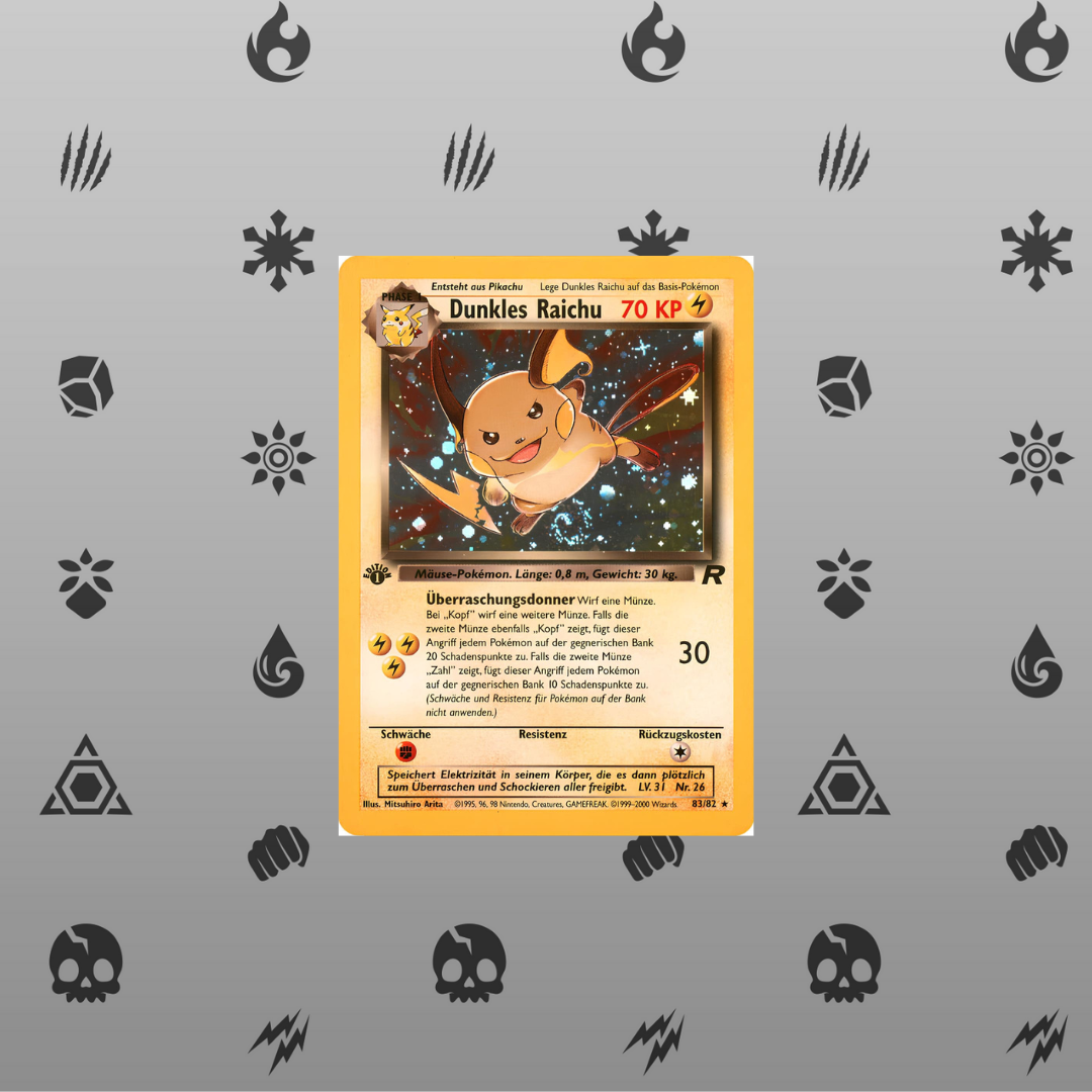 Dunkles Raichu 1.Edition Holo 83/82 Team Rocket Set Near Mint- Pokemon Base